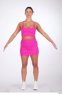 Reeta a-pose casual dressed pink crop top pink elastic short…